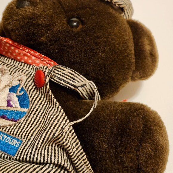 ADORABLE VINTAGE Rocky Mountaineer Rail Tours Plush Bear Engineer Railroad Train - Picture 3 of 4
